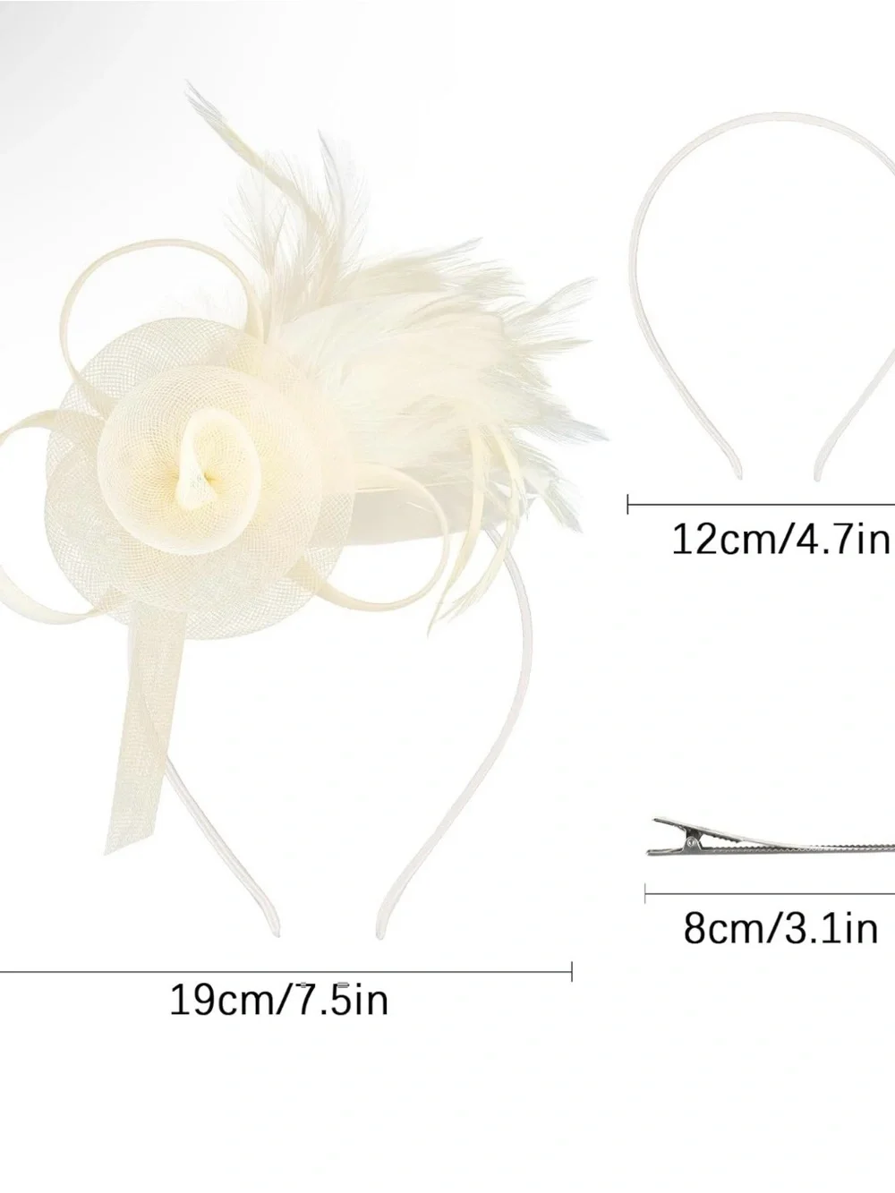 Ivory Feather Floral Headband Fascinator
